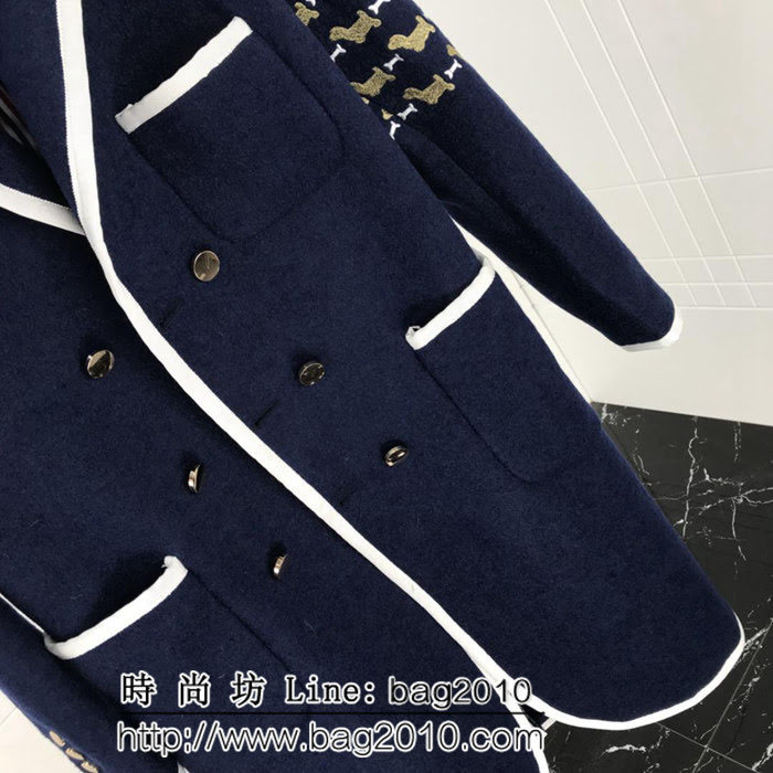THOM BROWNE湯姆布朗 走秀款 TB臘腸狗狗刺繡 毛呢大衣 定制原版金色紐扣 高版本男女同款 ydi2566